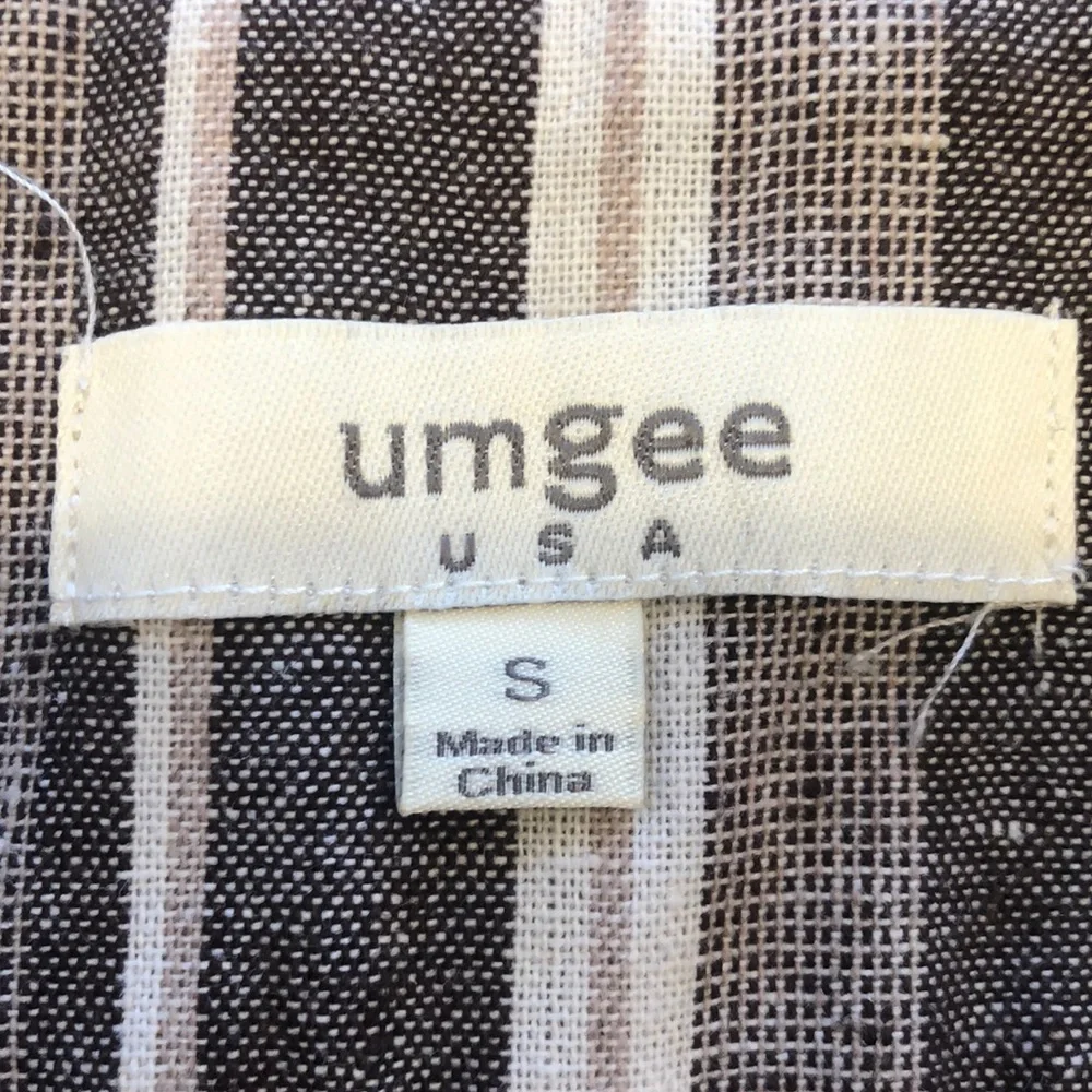 UMGEE STRIPED BELL BOTTOM FRINGED STRIPED PANTS BROWN CREAM SIZE SMALL